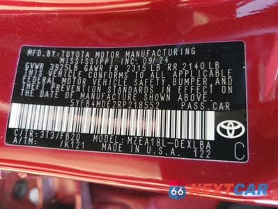 Zdjęcie 12 z 12 samochodu: 2024 TOYOTA COROLLA LE VIN:5YFB4MDE2RP218552 - miniatura