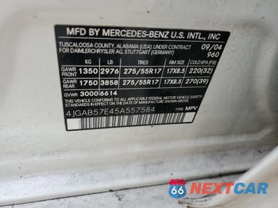 Zdjęcie 13 z 15 samochodu: 2005 MERCEDES-BENZ ML 350 VIN:4JGAB57E45A557584 - miniatura