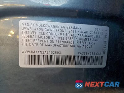 Zdjęcie 12 z 12 samochodu: 2010 VOLKSWAGEN PASSAT KOMFORT VIN:WVWJM7AN2AE102593 - miniatura