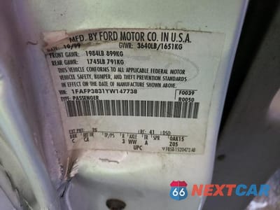 Zdjęcie 13 z 13 samochodu: 2000 FORD FOCUS ZTS VIN:1FAFP3831YW147738 - miniatura