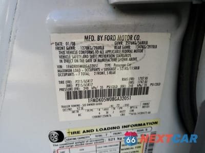 Zdjęcie 13 z 13 samochodu: 2008 FORD TAURUS X SEL VIN:1FMDK05W08GA32051 - miniatura