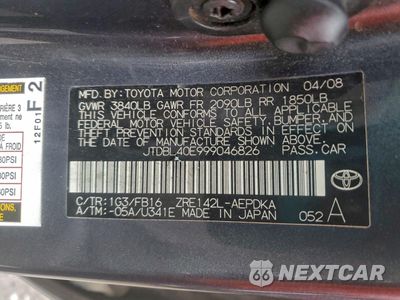 Zdjęcie 12 z 12 samochodu: 2009 TOYOTA COROLLA BASE VIN:JTDBL40E999046826 - miniatura