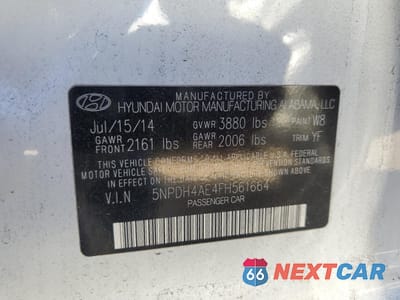 Zdjęcie 12 z 12 samochodu: 2015 HYUNDAI ELANTRA SE VIN:5NPDH4AE4FH561664 - miniatura