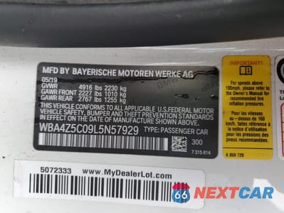 Zdjęcie 12 z 12 samochodu: 2020 BMW 440I VIN:WBA4Z5C09L5N57929 - miniatura