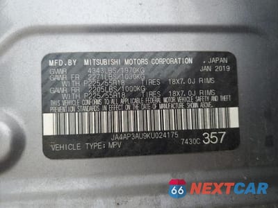 Zdjęcie 14 z 14 samochodu: 2019 MITSUBISHI OUTLANDER SPORT ES VIN:JA4AP3AU9KU024175 - miniatura