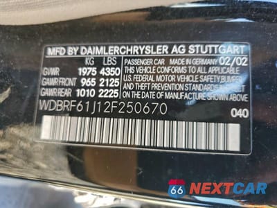 Zdjęcie 12 z 12 samochodu: 2002 MERCEDES-BENZ C 240 VIN:WDBRF61J12F250670 - miniatura