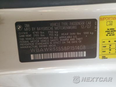 Zdjęcie 12 z 13 samochodu: 2008 BMW 328 I SULEV VIN:WBAWR33558P151408 - miniatura