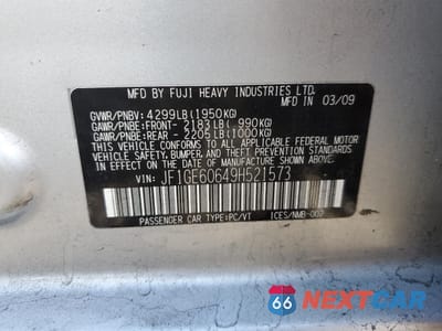Zdjęcie 12 z 12 samochodu: 2009 SUBARU IMPREZA 2.5I PREMIUM VIN:JF1GE60649H521573 - miniatura