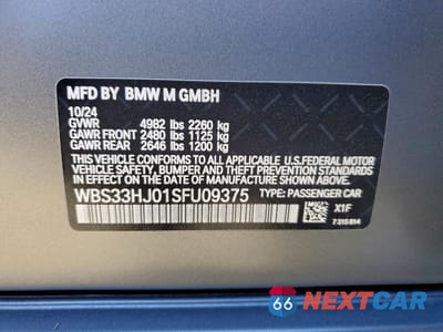 Zdjęcie 12 z 12 samochodu: 2025 BMW M3 COMPETITION VIN:WBS33HJ01SFU09375 - miniatura