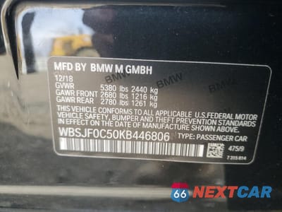 Zdjęcie 12 z 12 samochodu: 2019 BMW M5 VIN:WBSJF0C50KB446806 - miniatura