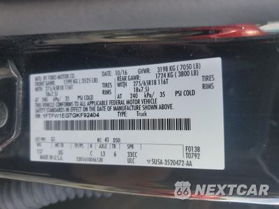 Zdjęcie 12 z 14 samochodu: 2016 FORD F150 SUPERCREW VIN:1FTFW1EG7GKF92404 - miniatura