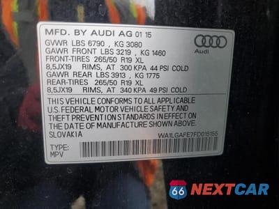 Zdjęcie 13 z 13 samochodu: 2015 AUDI Q7 PREMIUM PLUS VIN:WA1LGAFE7FD015155 - miniatura