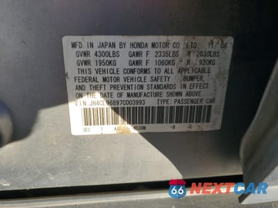 Zdjęcie 12 z 14 samochodu: 2007 ACURA TSX VIN:JH4CL96897C003993 - miniatura