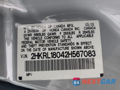Zdjęcie 13 z 15 samochodu: 2002 HONDA ODYSSEY EXL VIN:2HKRL18042H567083 - miniatura