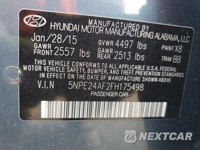Zdjęcie 13 z 15 samochodu: 2015 HYUNDAI SONATA SE VIN:5NPE24AF2FH175498 - miniatura