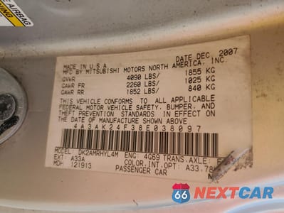 Zdjęcie 13 z 15 samochodu: 2008 MITSUBISHI ECLIPSE GS VIN:4A3AK24F38E038097 - miniatura