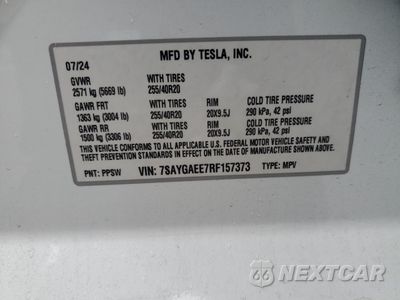 Zdjęcie 13 z 15 samochodu: 2024 TESLA MODEL Y VIN:7SAYGAEE7RF157373 - miniatura