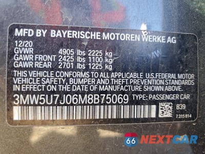 Zdjęcie 12 z 12 samochodu: 2021 BMW M340I VIN:3MW5U7J06M8B75069 - miniatura