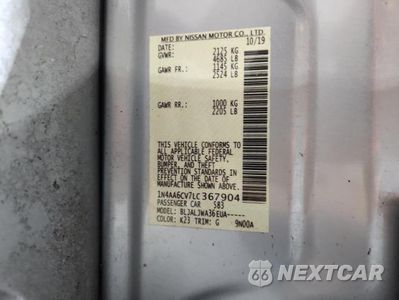 Zdjęcie 12 z 12 samochodu: 2020 NISSAN MAXIMA SV VIN:1N4AA6CV7LC367904 - miniatura