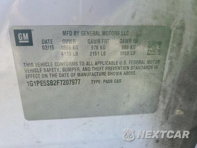 Zdjęcie 13 z 15 samochodu: 2015 CHEVROLET CRUZE LT VIN:1G1PE5SB2F7207977 - miniatura