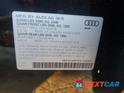 Zdjęcie 13 z 13 samochodu: 2015 AUDI Q5 PREMIUM PLUS VIN:WA1LFAFP1FA139069 - miniatura