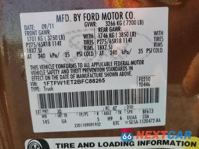 Zdjęcie 12 z 12 samochodu: 2011 FORD F150 SUPERCREW VIN:1FTFW1ET2BFC88265 - miniatura