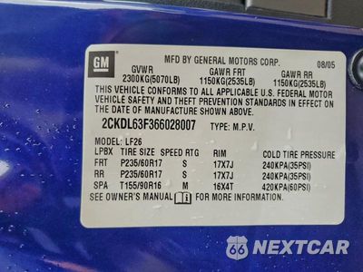 Zdjęcie 12 z 12 samochodu: 2006 PONTIAC TORRENT VIN:2CKDL63F366028007 - miniatura
