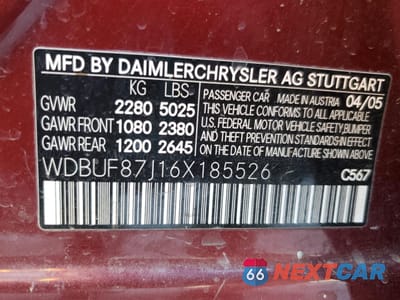 Zdjęcie 12 z 14 samochodu: 2006 MERCEDES-BENZ E 350 4MATIC VIN:WDBUF87J16X185526 - miniatura