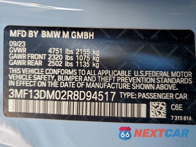 Zdjęcie 12 z 12 samochodu: 2024 BMW M2 VIN:3MF13DM02R8D94517 - miniatura