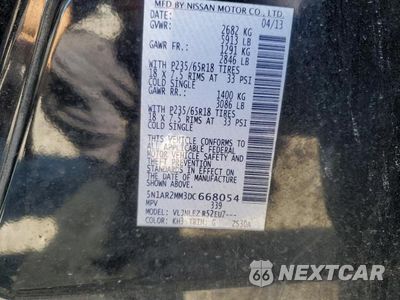 Zdjęcie 14 z 14 samochodu: 2013 NISSAN PATHFINDER S VIN:5N1AR2MM3DC668054 - miniatura