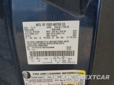 Zdjęcie 12 z 12 samochodu: 2014 FORD F150 SUPERCREW VIN:1FTFW1ET5EKD25868 - miniatura