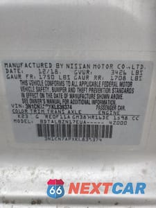 Zdjęcie 12 z 12 samochodu: 2019 NISS VERSA S VIN:3N1CN7APXKL839374 - miniatura