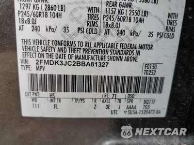 Zdjęcie 14 z 14 samochodu: 2011 FORD EDGE SEL VIN:2FMDK3JC2BBA81327 - miniatura