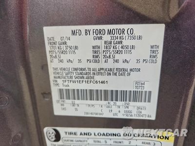Zdjęcie 13 z 13 samochodu: 2014 FORD F150 SUPERCREW VIN:1FTFW1EF1EFC61461 - miniatura