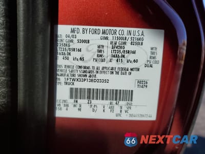 Zdjęcie 13 z 14 samochodu: 2003 FORD F350 SUPER DUTY VIN:1FTWX33P13ED23352 - miniatura