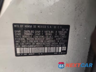 Zdjęcie 12 z 12 samochodu: 2019 HONDA FIT SPORT VIN:3HGGK5H66KM723173 - miniatura