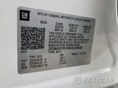Zdjęcie 12 z 15 samochodu: 2019 CHEVROLET EQUINOX LT VIN:2GNAXVEX0K6144636 - miniatura