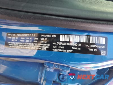 Zdjęcie 12 z 13 samochodu: 2022 ALFA ROMEO GIULIA SUPER VIN:ZARFAMBN2N7660181 - miniatura