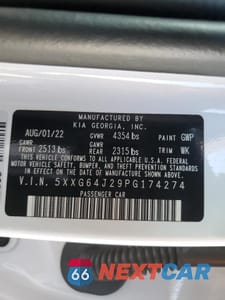 Zdjęcie 12 z 14 samochodu: 2023 KIA K5 GT LINE VIN:5XXG64J29PG174274 - miniatura