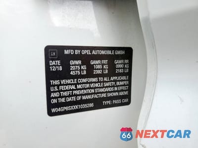 Zdjęcie 12 z 13 samochodu: 2019 BUICK REGAL ESSENCE VIN:W04GP6SXXK1035286 - miniatura