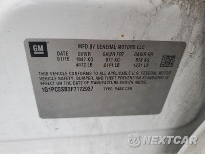 Zdjęcie 12 z 13 samochodu: 2015 CHEVROLET CRUZE LT VIN:1G1PC5SB3F7172937 - miniatura