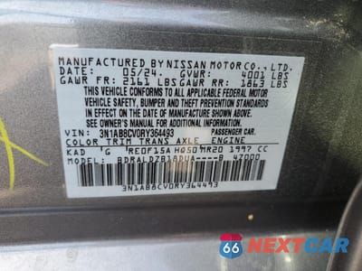 Zdjęcie 12 z 13 samochodu: 2024 NISSAN SENTRA SV VIN:3N1AB8CV0RY364493 - miniatura