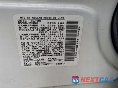 Zdjęcie 13 z 13 samochodu: 2010 INFINITI FX50 VIN:JN8BS1MWXAM830250 - miniatura