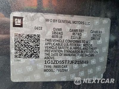 Zdjęcie 12 z 12 samochodu: 2018 CHEVROLET MALIBU LT VIN:1G1ZD5ST7JF215849 - miniatura