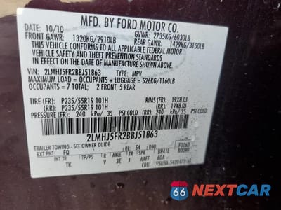 Zdjęcie 13 z 13 samochodu: 2011 LINCOLN MKT VIN:2LMHJ5FR2BBJ51863 - miniatura