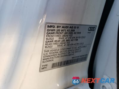 Zdjęcie 12 z 12 samochodu: 2019 AUDI Q8 PRESTIGE S-LINE VIN:WA1FVAF15KD031090 - miniatura