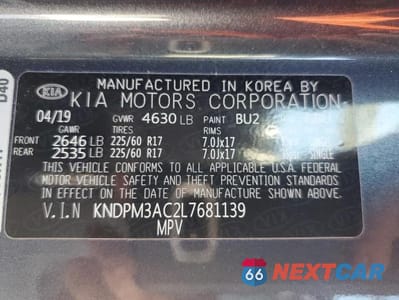 Zdjęcie 13 z 13 samochodu: 2020 KIA SPORTAGE LX VIN:KNDPM3AC2L7681139 - miniatura