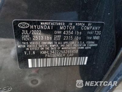 Zdjęcie 12 z 12 samochodu: 2022 HYUNDAI SONATA LIMITED VIN:KMHL34J22NA246458 - miniatura
