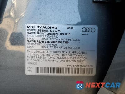 Zdjęcie 12 z 12 samochodu: 2018 AUDI Q5 PREMIUM PLUS VIN:WA1BNAFY6J2211717 - miniatura