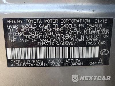 Zdjęcie 12 z 12 samochodu: 2018 LEXUS IS 300 VIN:JTHBA1D2XJ5069871 - miniatura